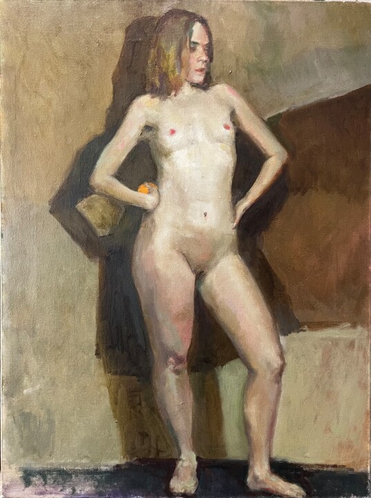 Schilderij getiteld "Nude model young gi…" door Vsevolod Chistiakov, Origineel Kunstwerk, Olie