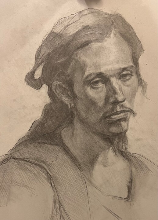 Drawing titled "Drawing portrait fr…" by Vsevolod Chistiakov, Original Artwork, Pencil