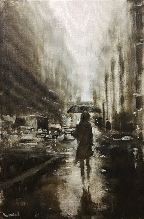 Peinture intitulée "Rain Oil Painting O…" par Vsevolod Chistiakov, Œuvre d'art originale, Huile
