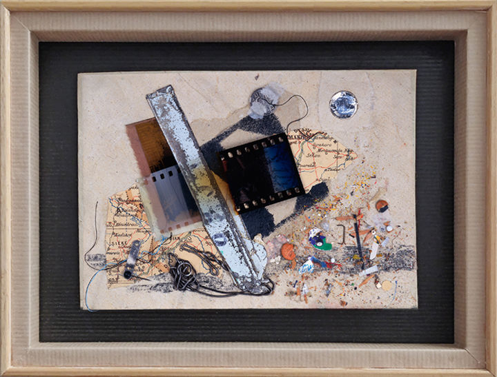 Collages titled "Memory boxe n°15" by Vincent Sfg, Original Artwork, Collages Mounted on Wood Panel