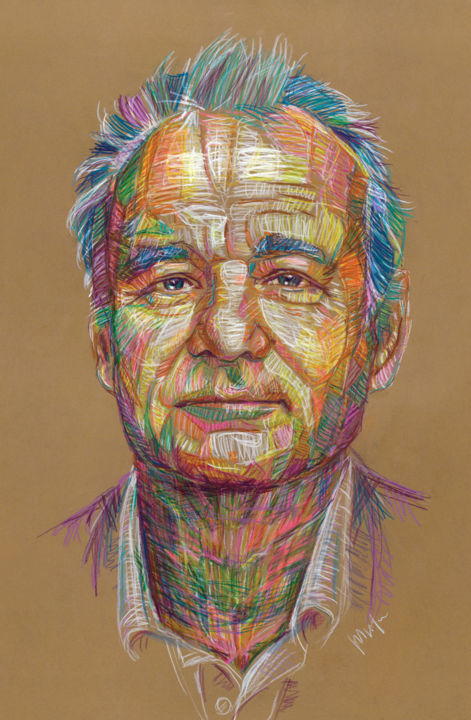 Рисунок под названием "Bill Murray" - Vladimir Tyuryaev, Подлинное произведение искусства, Карандаш