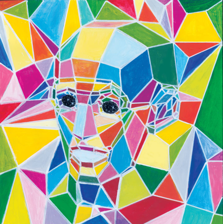 「Polygonal man」というタイトルの絵画 Vladimir Tyuryaevによって, オリジナルのアートワーク, アクリル