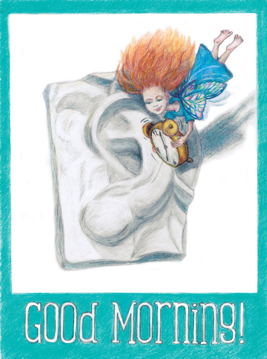 Zeichnungen mit dem Titel "Good Morning fairy" von Vladimir Tyuryaev, Original-Kunstwerk, Bleistift