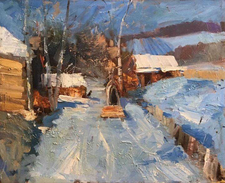 Картина под названием "Зима" - Вугар Мамедов, Подлинное произведение искусства, Масло