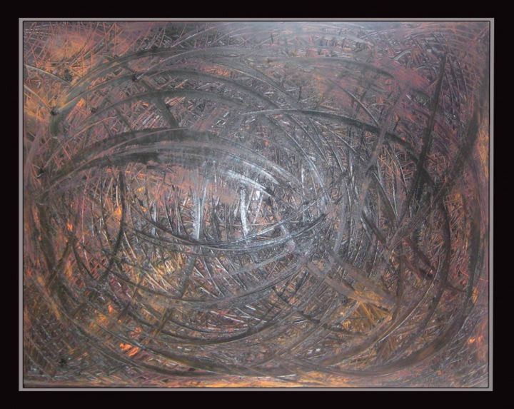 Painting titled "vong-tron-70x90.jpg" by Hoang Vu, Original Art, Oil