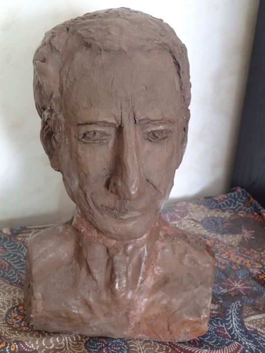 Sculpture titled "Pierre 1 en terre c…" by Danièle Vuillemin-Coq, Original Artwork, Terra cotta