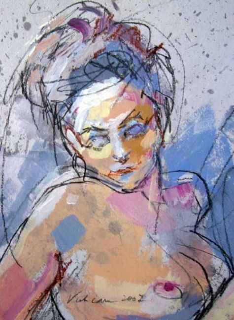 Pittura intitolato "Etude Daria 2" da Raluca Vulcan, Opera d'arte originale