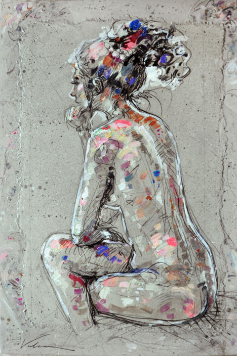 Картина под названием "CHARLIE 2 (la pense…" - Raluca Vulcan, Подлинное произведение искусства, Акрил