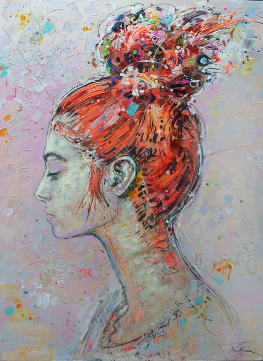 Pintura titulada "ROSE REBELLE.jpg" por Raluca Vulcan, Obra de arte original