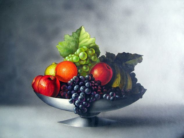 Painting titled "Frutas frescas" by Guillermo Vuljevas, Original Artwork, Oil