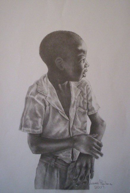 Рисунок под названием ""Wonder the Herdboy"" - Vusi Phailane, Подлинное произведение искусства
