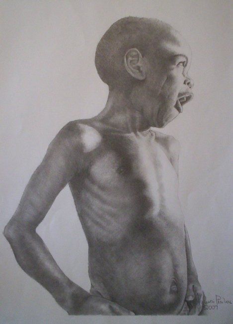 Рисунок под названием "Yawning" - Vusi Phailane, Подлинное произведение искусства