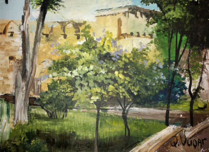 Malerei mit dem Titel "Gouvernior park, Ba…" von Vugar Guliyev, Original-Kunstwerk, Öl