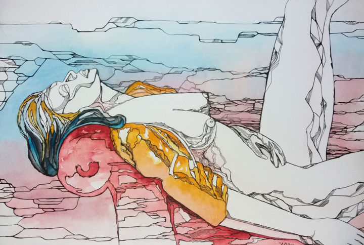 Painting titled "Dreams" by Viacheslav Didenko, Original Artwork, Watercolor