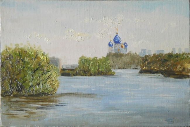 Painting titled "Храм в Печатниках,…" by Elena Viazemskaia, Original Artwork