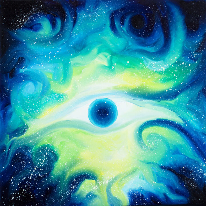 Painting titled "All-seeing eye pain…" by Elena Vybiranets, Original Artwork, Oil