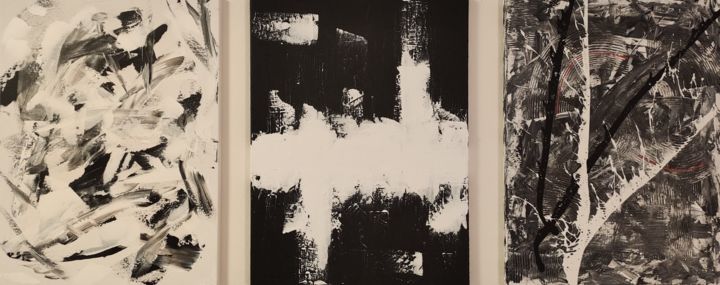 Painting titled "Black & White // Tr…" by V.Zh, Original Artwork, Acrylic Mounted on Wood Stretcher frame