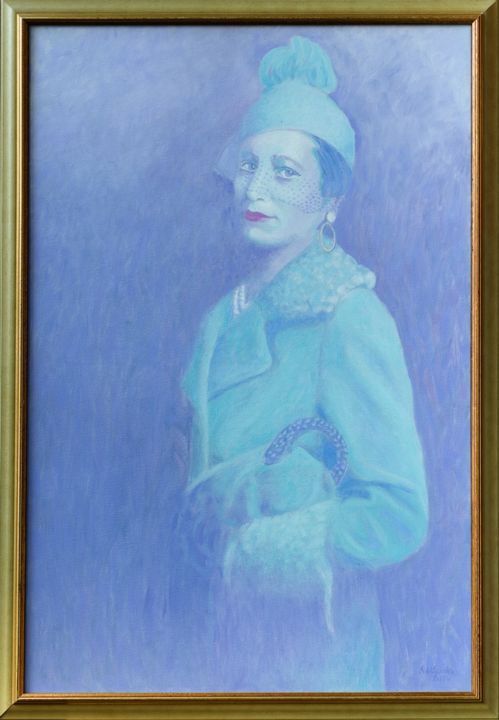 Painting titled "Helena Rubinstein" by Aleksandra Wójcicka, Original Artwork, Oil Mounted on Wood Panel