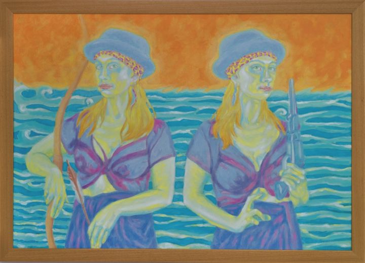 Painting titled "hot spring" by Aleksandra Wójcicka, Original Artwork, Oil Mounted on Wood Panel