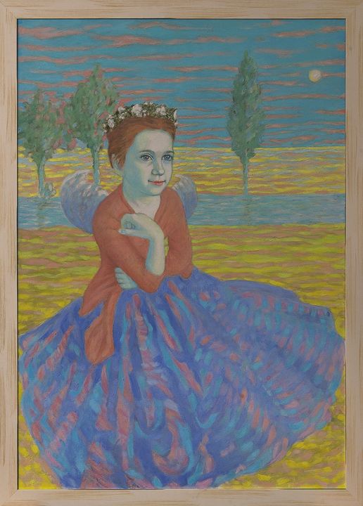 Painting titled "undine" by Aleksandra Wójcicka, Original Artwork, Oil Mounted on Wood Panel