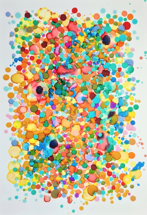 Peinture intitulée "Marbles 22" par Wioletta Gancarz, Œuvre d'art originale, Encre
