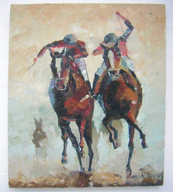Painting titled "RIDING" by W.J.N., Original Artwork, Oil