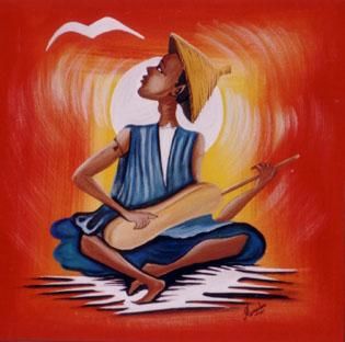 Peinture intitulée "le cora" par Mohamadou Diouf, Œuvre d'art originale