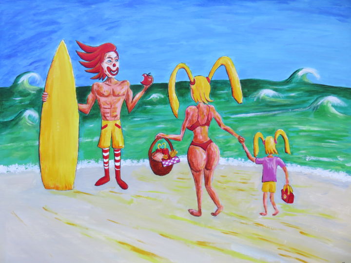 Painting titled "Happy Family love b…" by Wabyanko, Original Artwork, Acrylic