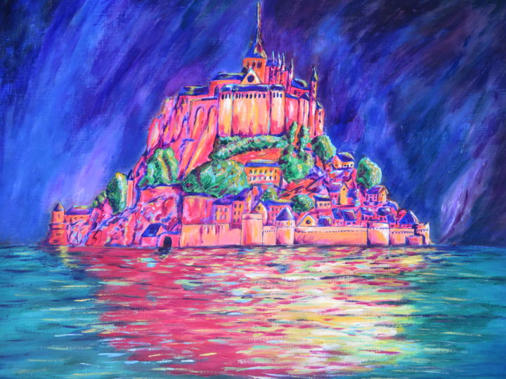 Painting titled "Mont Saint-Michel N…" by Wabyanko, Original Artwork, Acrylic