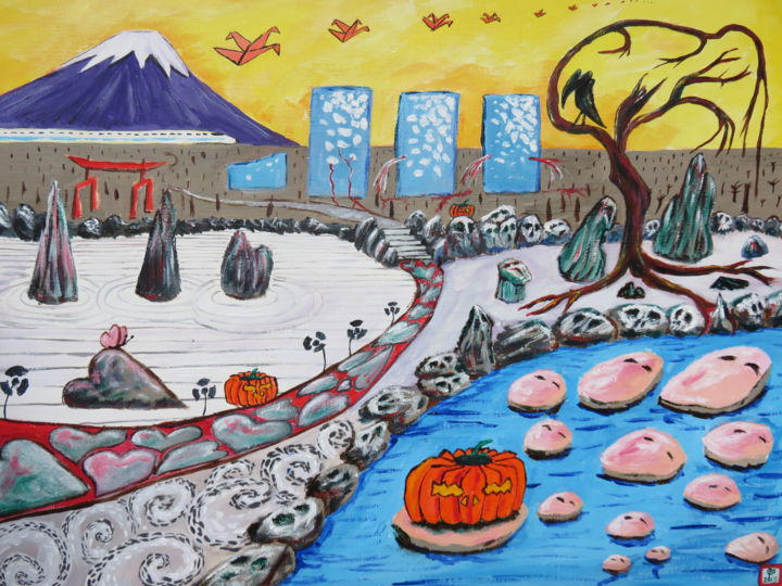 Painting titled "Happy Halloween Fuk…" by Wabyanko, Original Artwork, Acrylic