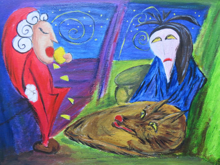 Painting titled "In train with Santa…" by Wabyanko, Original Artwork, Acrylic
