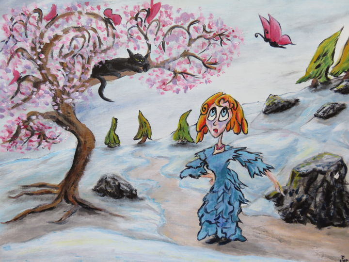 Peinture intitulée "Sakura Tree" par Wabyanko, Œuvre d'art originale, Acrylique