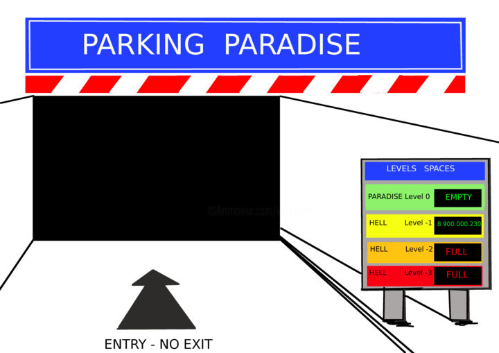Цифровое искусство под названием "Parking Paradise He…" - Wabyanko, Подлинное произведение искусства, Цифровая живопись