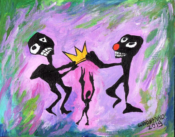 Painting titled "I am the King paint…" by Wabyanko, Original Artwork, Acrylic