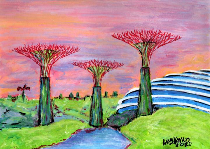 Pittura intitolato "Gardens by the bay…" da Wabyanko, Opera d'arte originale, Acrilico