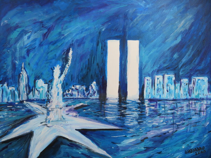 绘画 标题为“Only Blue New York” 由Wabyanko, 原创艺术品, 丙烯