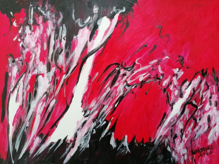 Painting titled "Only Red" by Wabyanko, Original Artwork, Acrylic