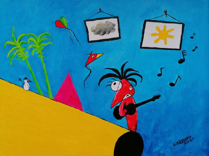 Painting titled "Life is Blues Beaut…" by Wabyanko, Original Artwork, Acrylic