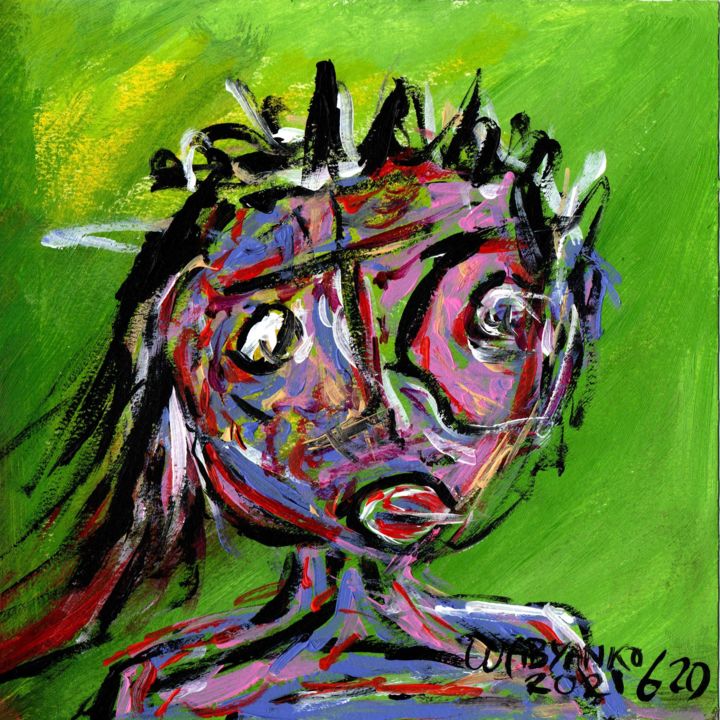 Painting titled "Abstract Portrait 6…" by Wabyanko, Original Artwork, Acrylic