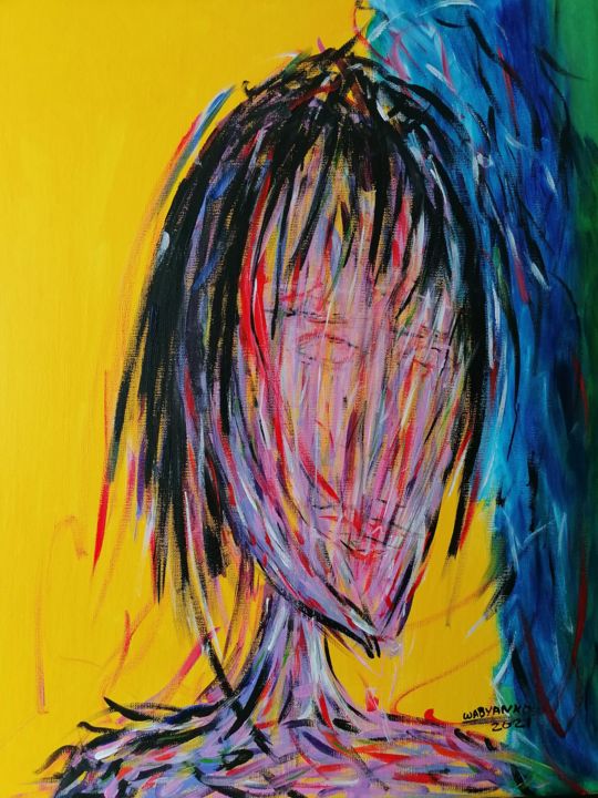 Painting titled "Abstract portrait y…" by Wabyanko, Original Artwork, Acrylic