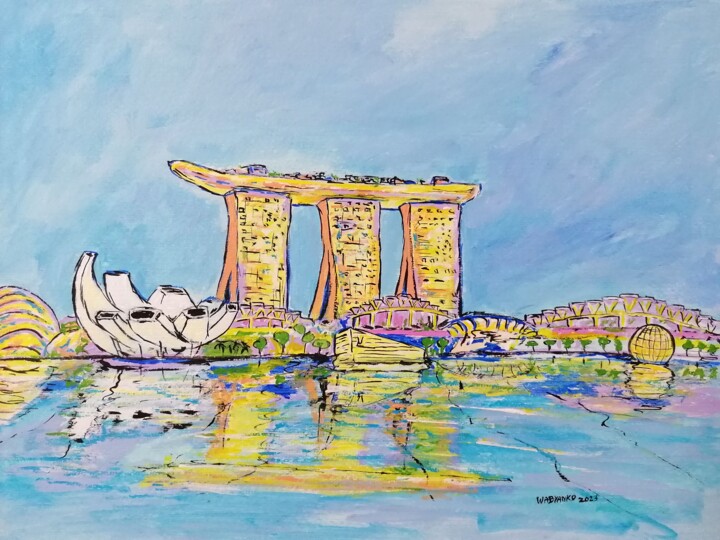 Peinture intitulée "Singapore Marina fr…" par Wabyanko, Œuvre d'art originale, Acrylique