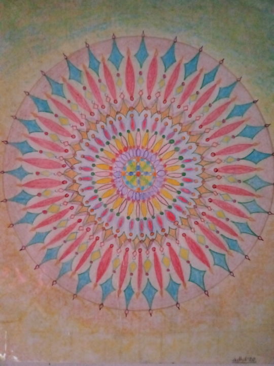 Tekening getiteld "Mandala" door Adhipateyya Khanti Herry Sofyadi, Origineel Kunstwerk, Potlood
