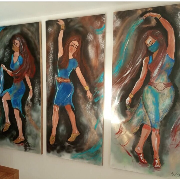Pittura intitolato "La danseuse de minu…" da Wadie Maazouzi, Opera d'arte originale, Acrilico Montato su Telaio per barella…