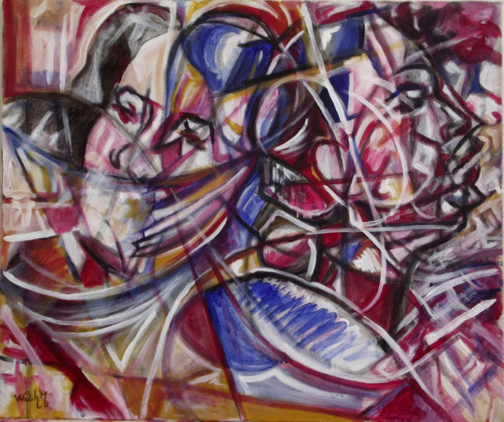 Painting titled "DYNAMICAL CONFLICT" by Wadih Maalouf, Original Artwork, Acrylic