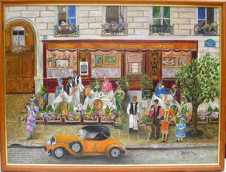 Painting titled "Bistrot 128" by Wadislava Dedoncker (Wadis), Original Artwork