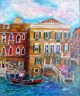 Painting titled "Venise" by Wadislava Dedoncker (Wadis), Original Artwork