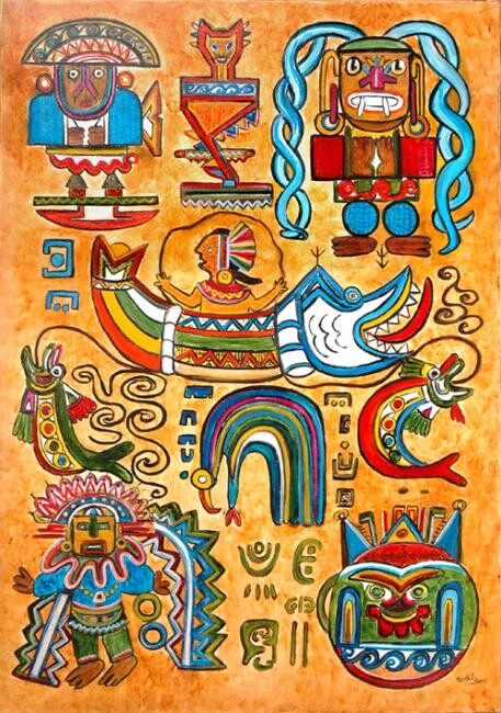 Painting titled "Art Iinca" by Wadislava Dedoncker (Wadis), Original Artwork