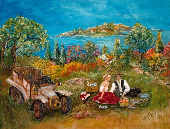 Pintura titulada "déjeuner sur l'herbe" por Wadislava Dedoncker (Wadis), Obra de arte original