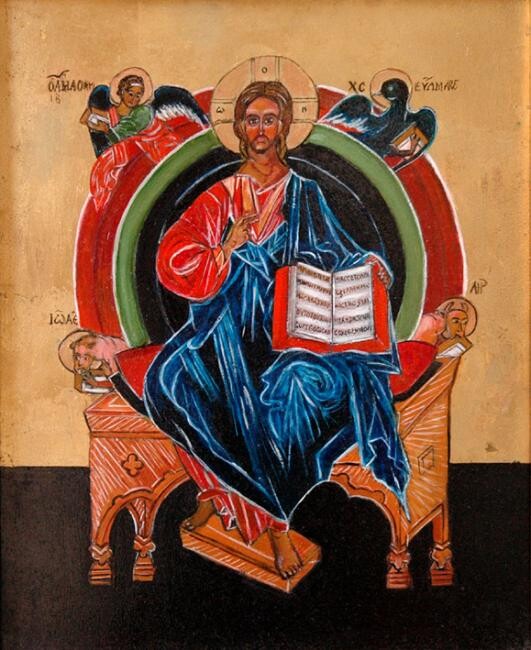 Pintura titulada "Christ icône" por Wadislava Dedoncker (Wadis), Obra de arte original