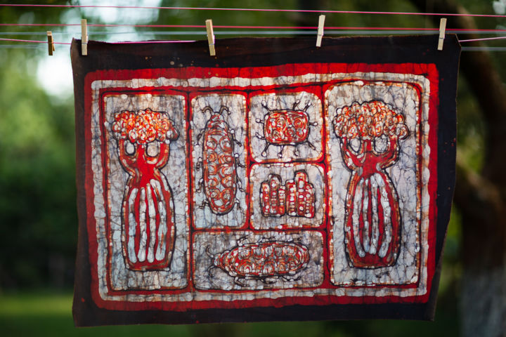 Art textile intitulée "Baobab and wild cre…" par Atelier Kesh-Mesh, Œuvre d'art originale, Tissu